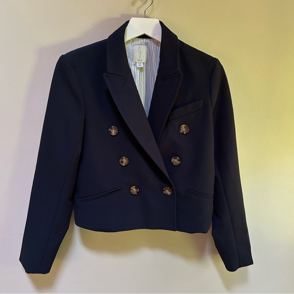 Joie ~Navy Blue Double Breasted Cropped Jacket in size  Small - Picture 8 of 8